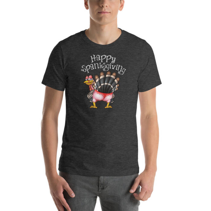 Happy Spanksgiving - grey t-shirt for men - kinky - BDSM