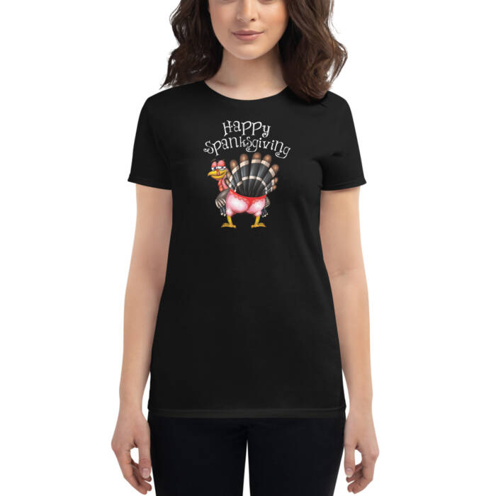 Happy Spanksgiving - black t-shirt - kinky/bdsm t-shirts for women