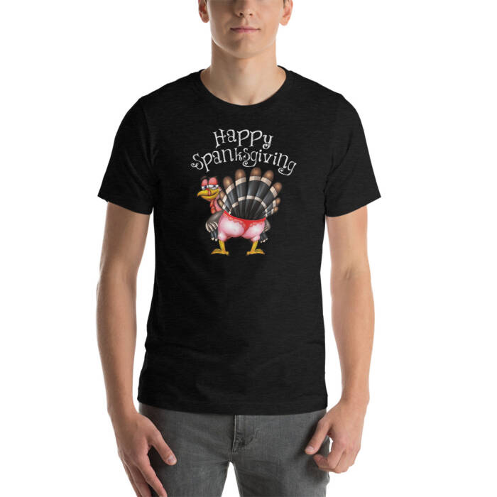 Happy Spanksgiving - black t-shirt for men - kinky - BDSM