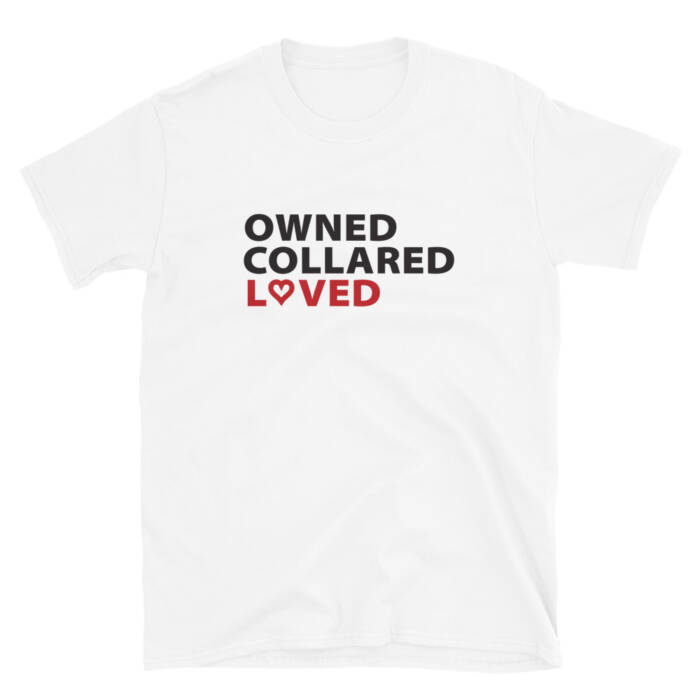 Owned, Collard, Loved - white t-shirt for men - kinky - BDSM