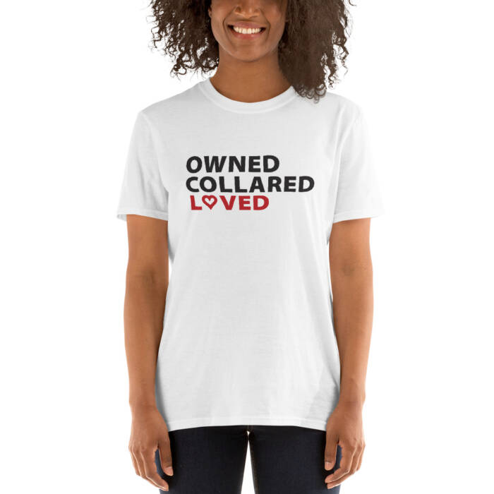 Owned, Collard, Loved - white t-shirt for men - kinky - BDSM