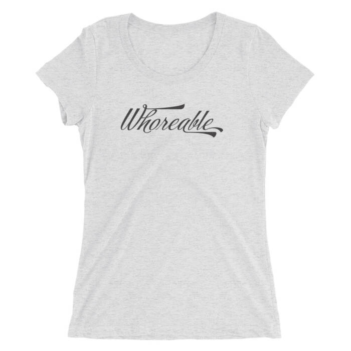 Whoreable - white fleck t-shirt for women - kinky - BDSM